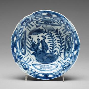 892. A group of three blue and white dishes, Ming dynasty, Wanli (15732-1620).