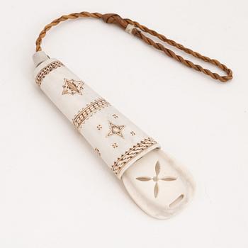 A reindeer horn needle case by Anders Fankki, before 1968, signed.