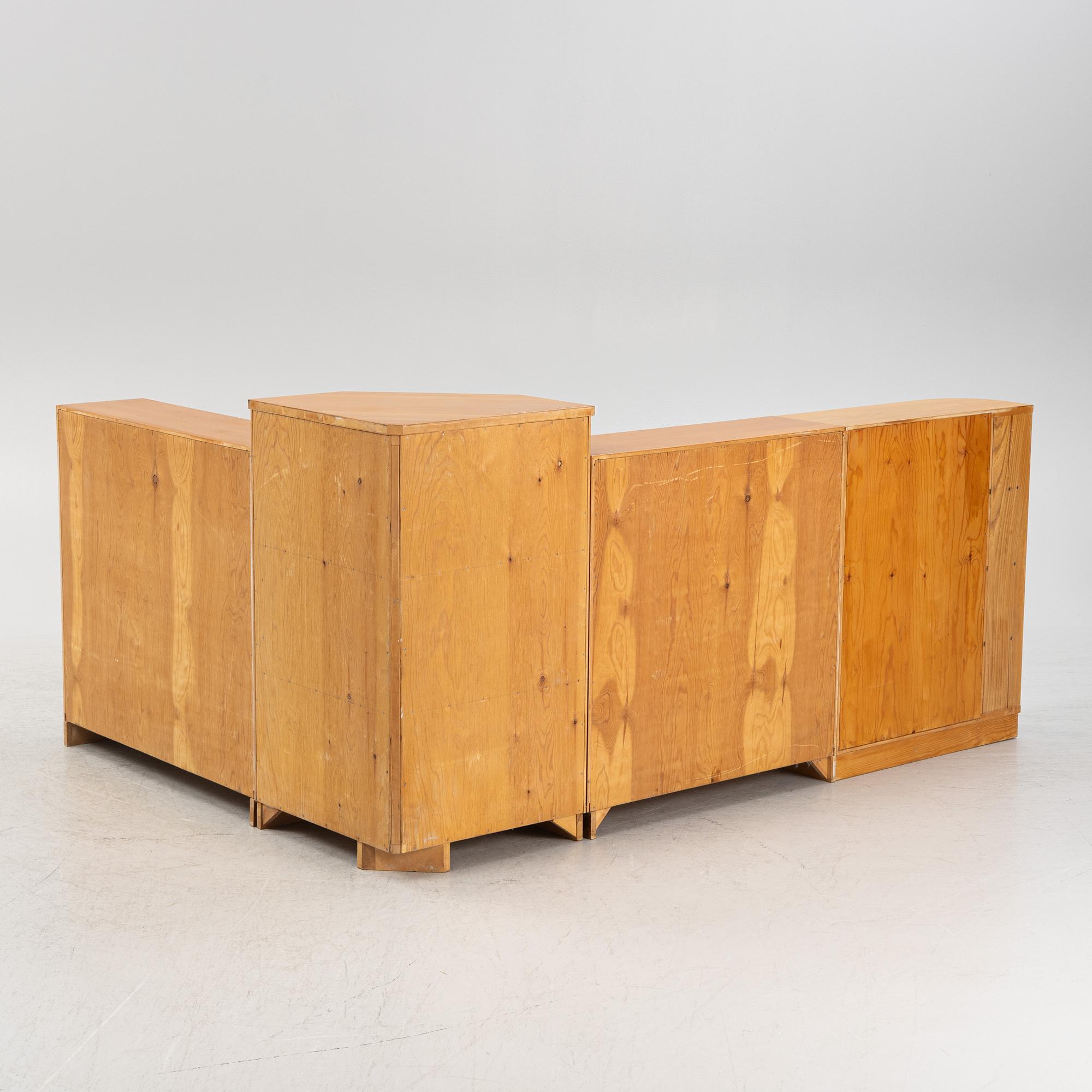 Bookshelves, a pair, functionalist style, 1930s/40s.