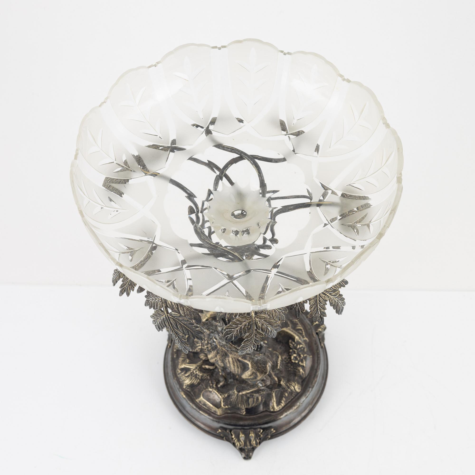A silver plated and glass centrepiece, Henninger, Germany, late 19th Century.