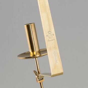 A pair of 20th century brass wall candleholders "Pendel" design Pierre Forssell for Skltuna, Sweden.