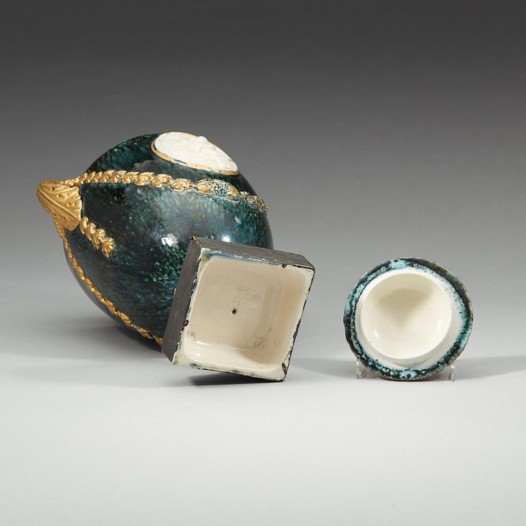 A Marieberg earthenware vase with cover, 1790's.