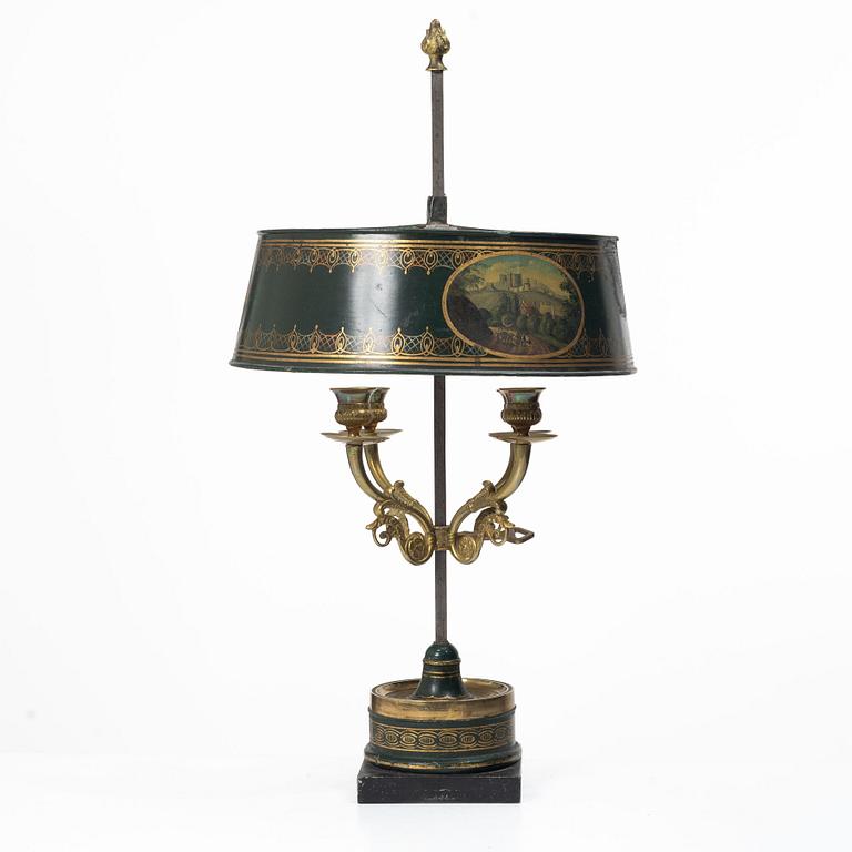 Bordslampa, sk bouillottelampa, 1800-tal.