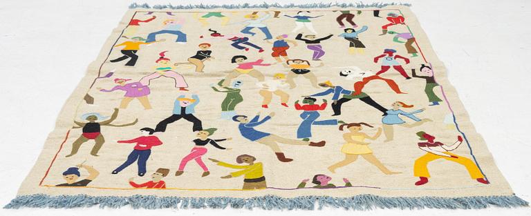 A hand-embroidered kilim rug, c. 193 x 146 cm.