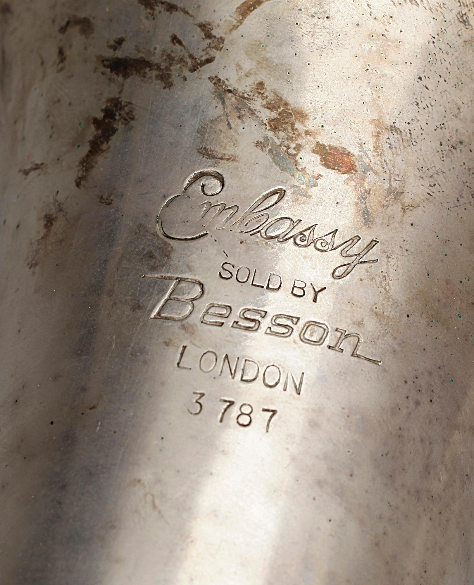 HORN, försilvrat mässing, "Embassy", Besson, London, England, 1900-tal.