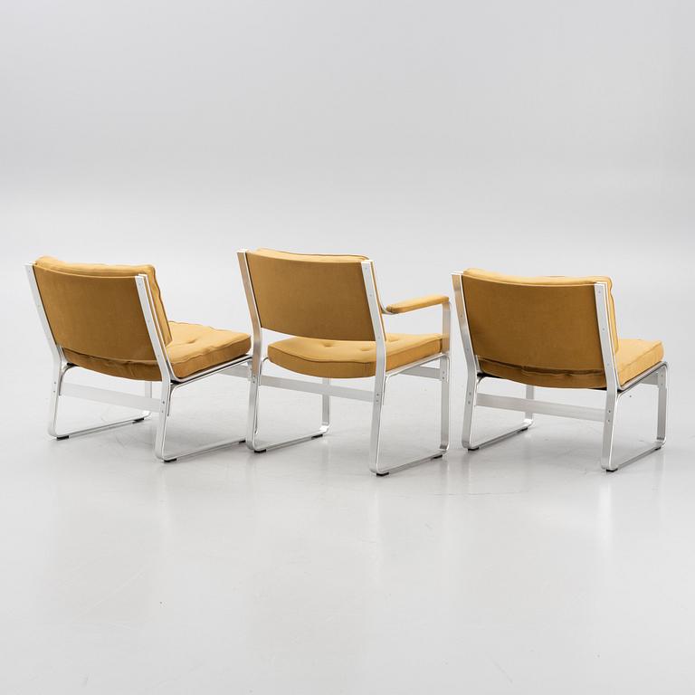 Karl Erik Ekselius, a set of three armchairs, JOC Vetlanda, 1960's/70's.