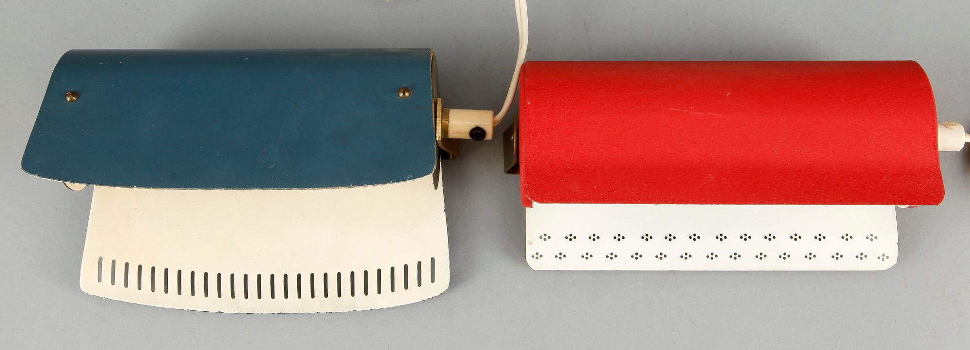 VÄGGLAMPOR, 2 st, 1950/60-tal.