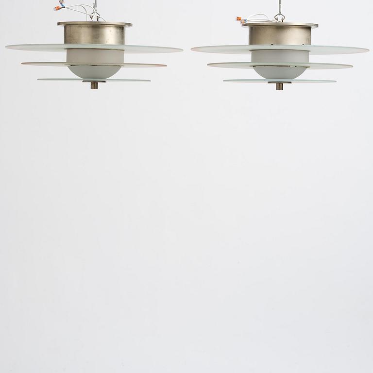 Harald Notini, taklampor, ett par, modell "10401", Arvid Böhlmarks Lampfabrik, Stockholm, 1930-tal.