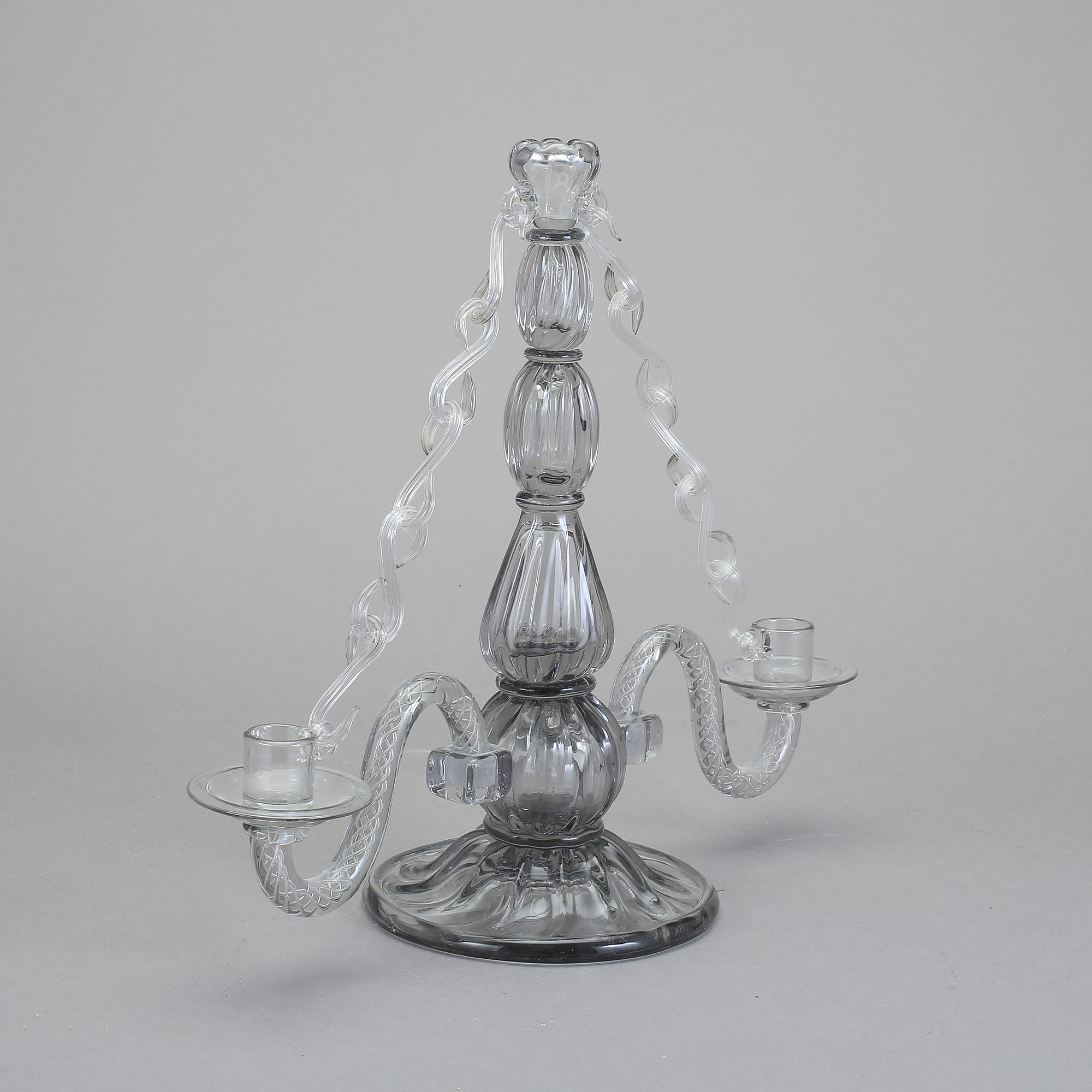 KANDELABER, glas. Gerda Strömberg och Knut Bergqvist, Strömbergshyttan 1940-50-tal.