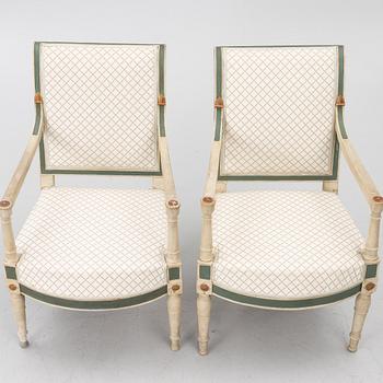 Karmstolar, ett par, directoire, Frankrike, sent 1700-tal.