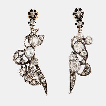 914. A pair of old cut diamond earrings.