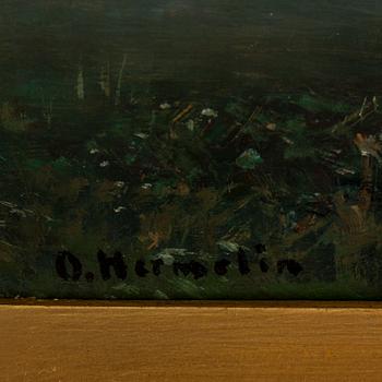 OLOF HERMELIN, olja på pannå, signerad.