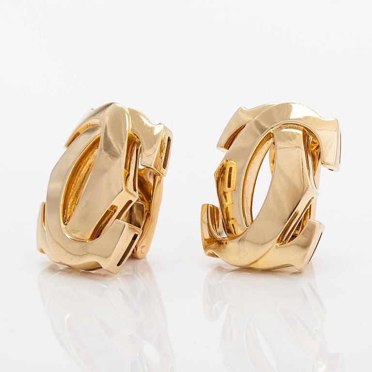 Cartier, earrings, "Penelope Double C", 18K gold with certificate.