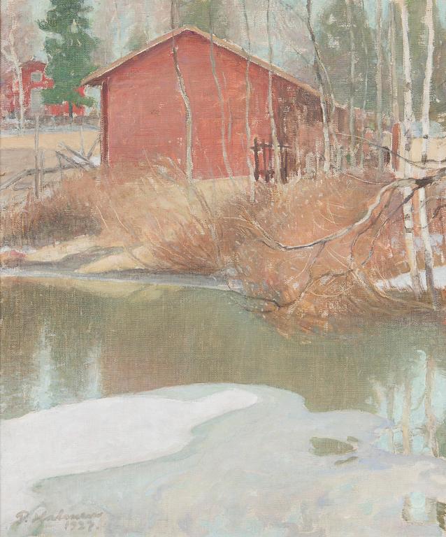 Pekka Halonen, Röd Stuga vid Vattendrag.