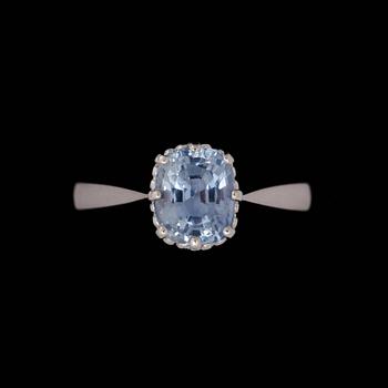 135. A pale blue, oval cut sapphire, app. 2 cts, Stockholm 1967.