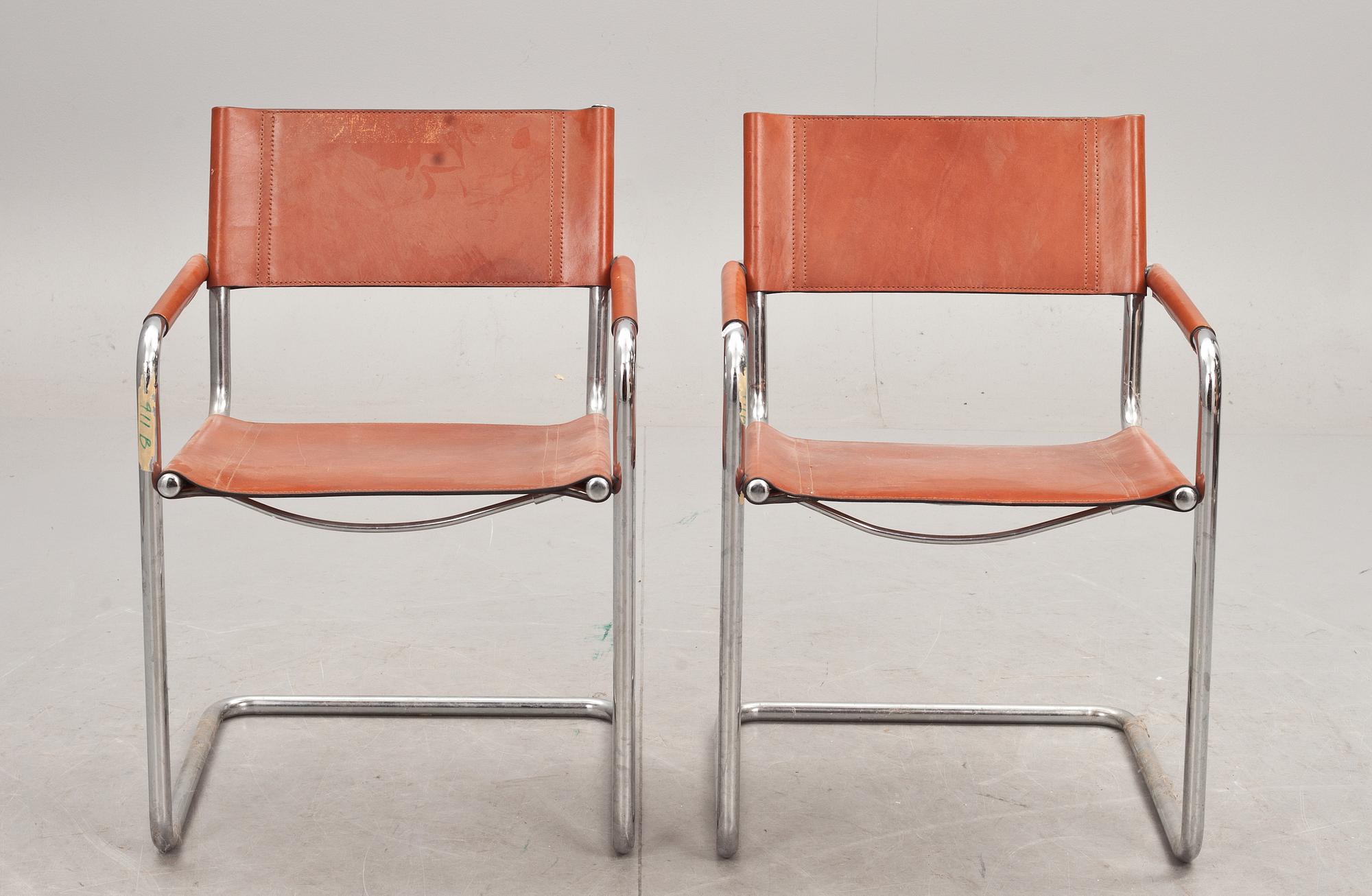 STÅLRÖRSSTOLAR, ett par, 1900-talets andra hälft.