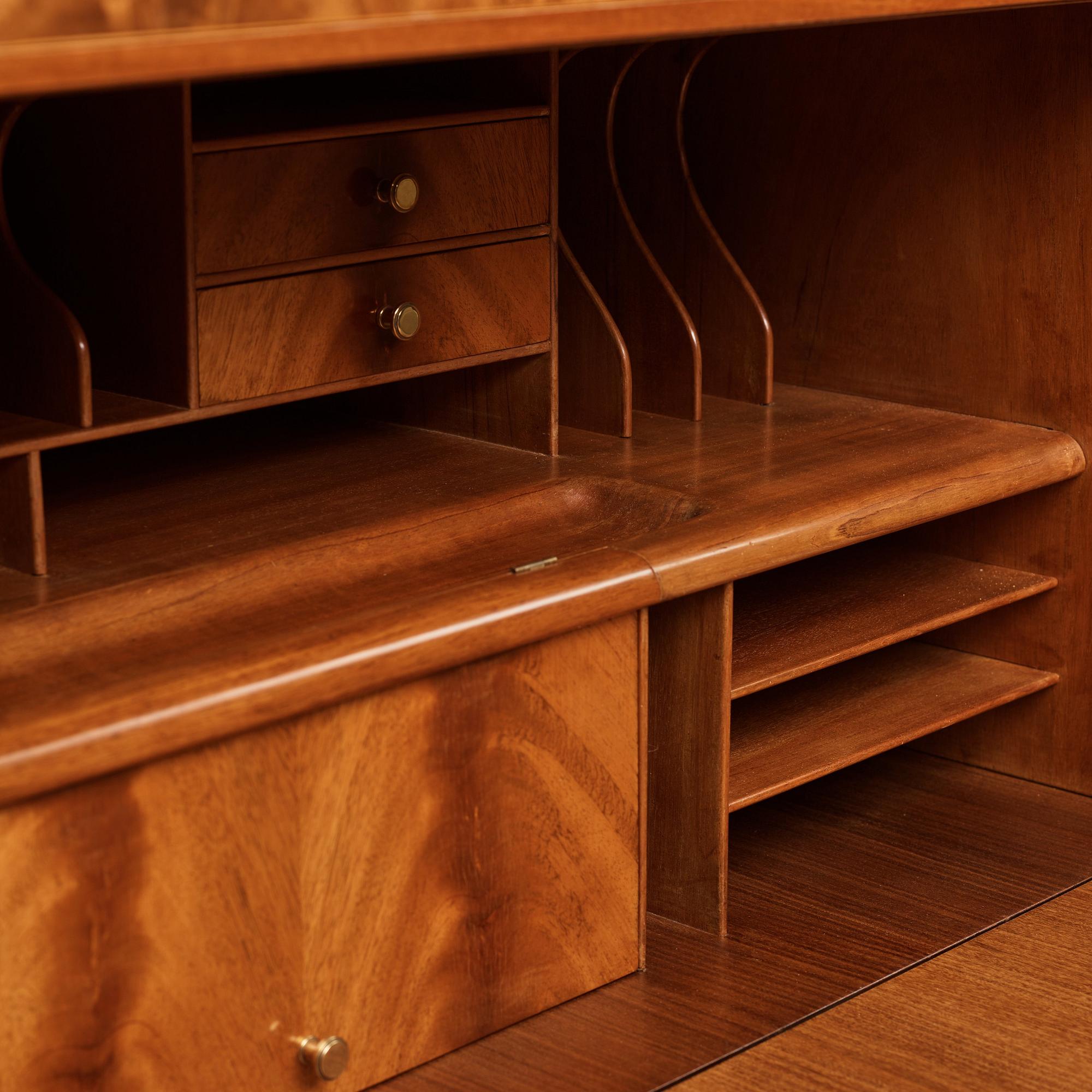 Josef Frank, a mahogany secretaire, Svenskt Tenn, Sweden, model 1036, probably 1960-70's.