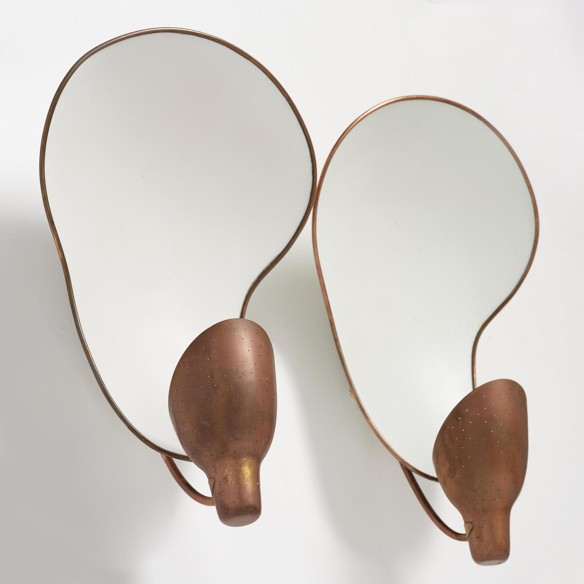 Carl-Axel Acking, a pair of wall lamps model number "5017", Bröderna Malmströms Metallvarufabrik, Malmö, 1940s.