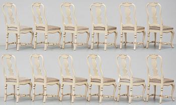 MATSALSGRUPP, 18 delar, rokokostil, Lysberg  och Hansen A/S, Kgl. Hofleverandör Palaegade Köbenhavn,1900-tal.