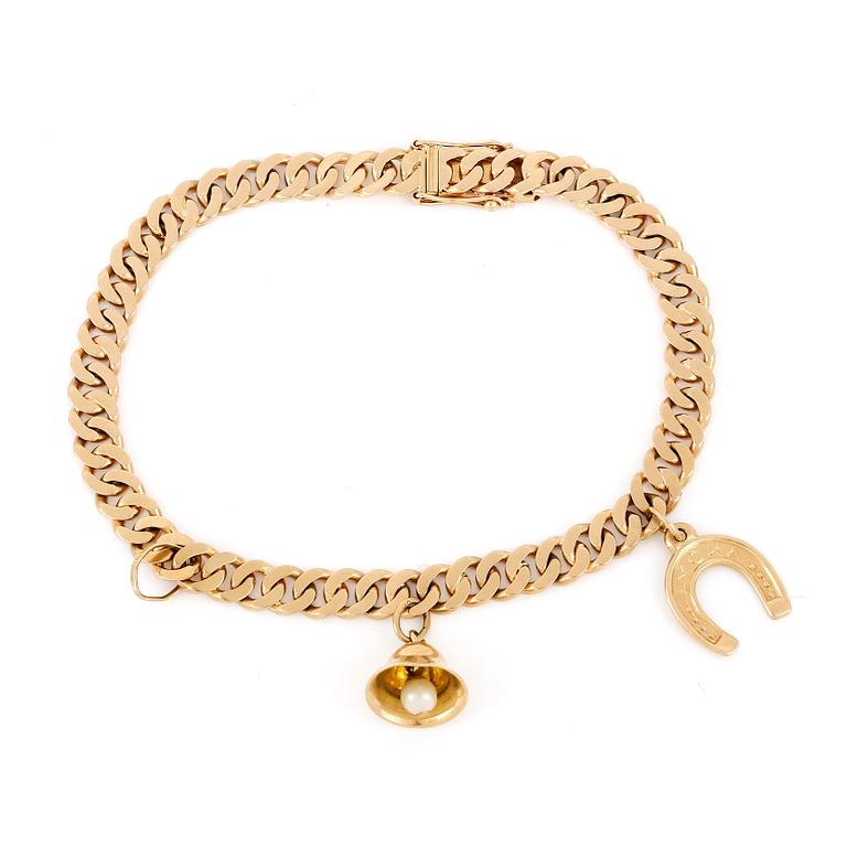 BERLOCKARMBAND, Thor Lindquist, Stockholm, 1954. 18K guld.