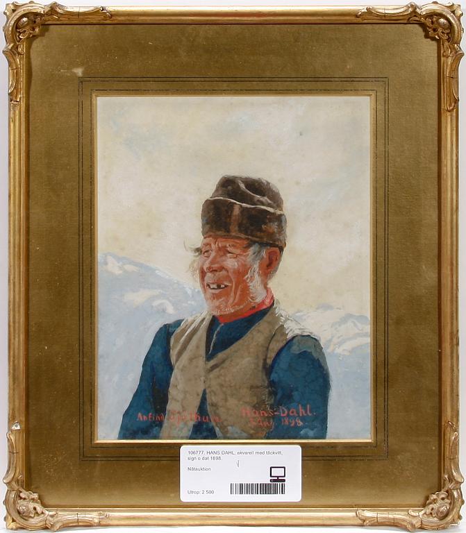 HANS DAHL, akvarell med täckvitt, sign o dat 1898.