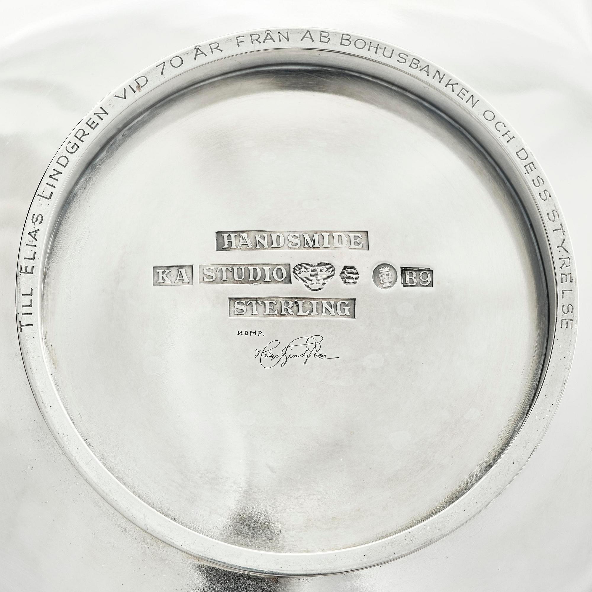 Helge Lindgren, a sterling silver bowl, Stockholm, Sweden 1952.