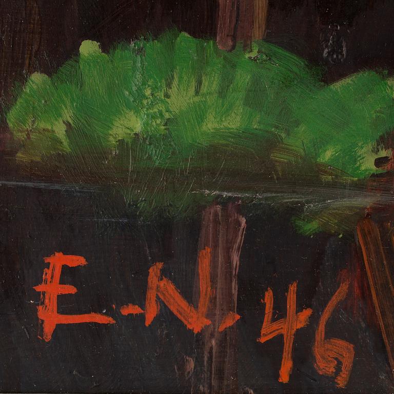 ERNST NORLIND, olja på pannå. Signerad.