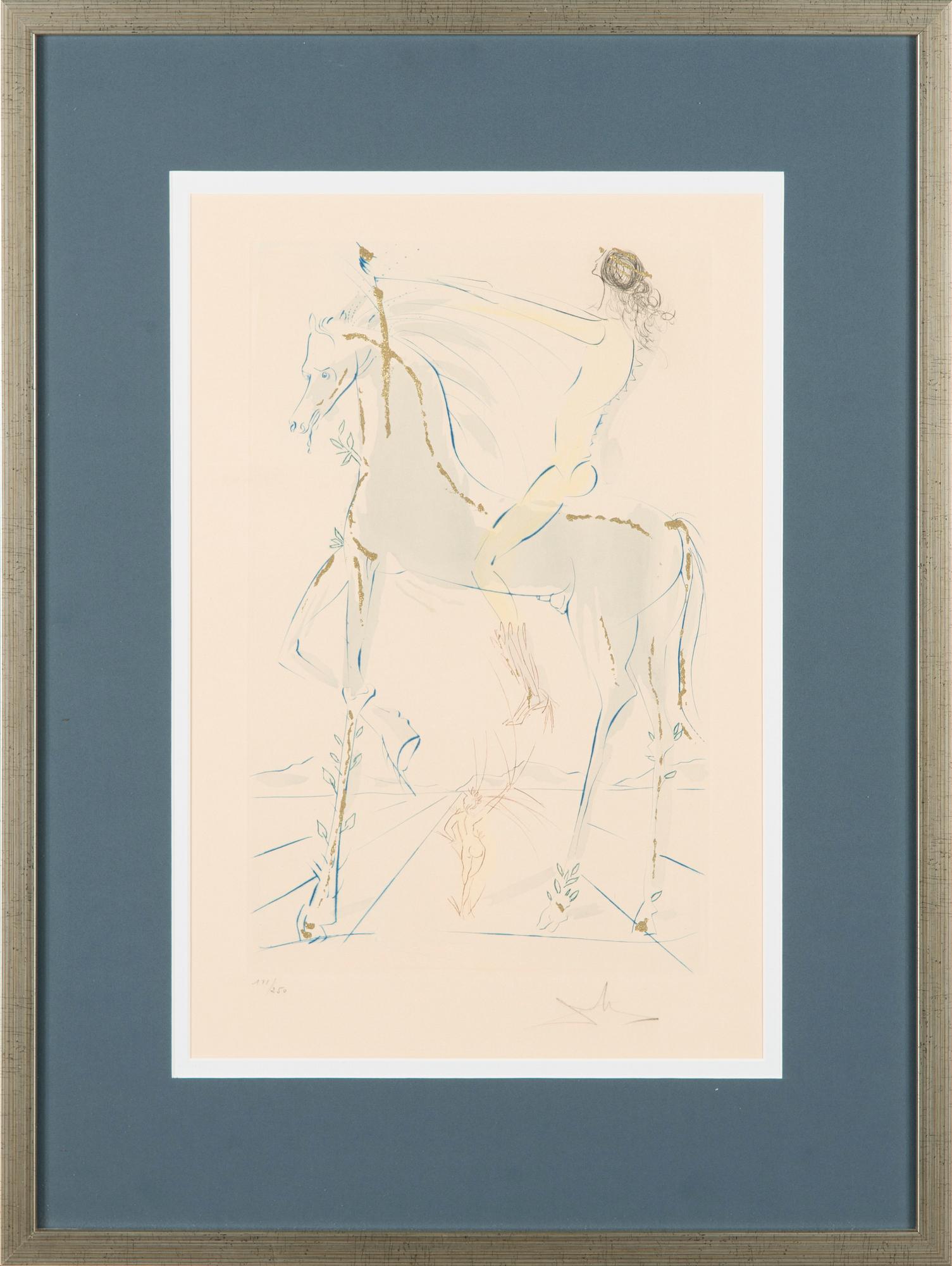 Salvador Dalí, etching with colour and gold dust, signed and numbered 191/250.
