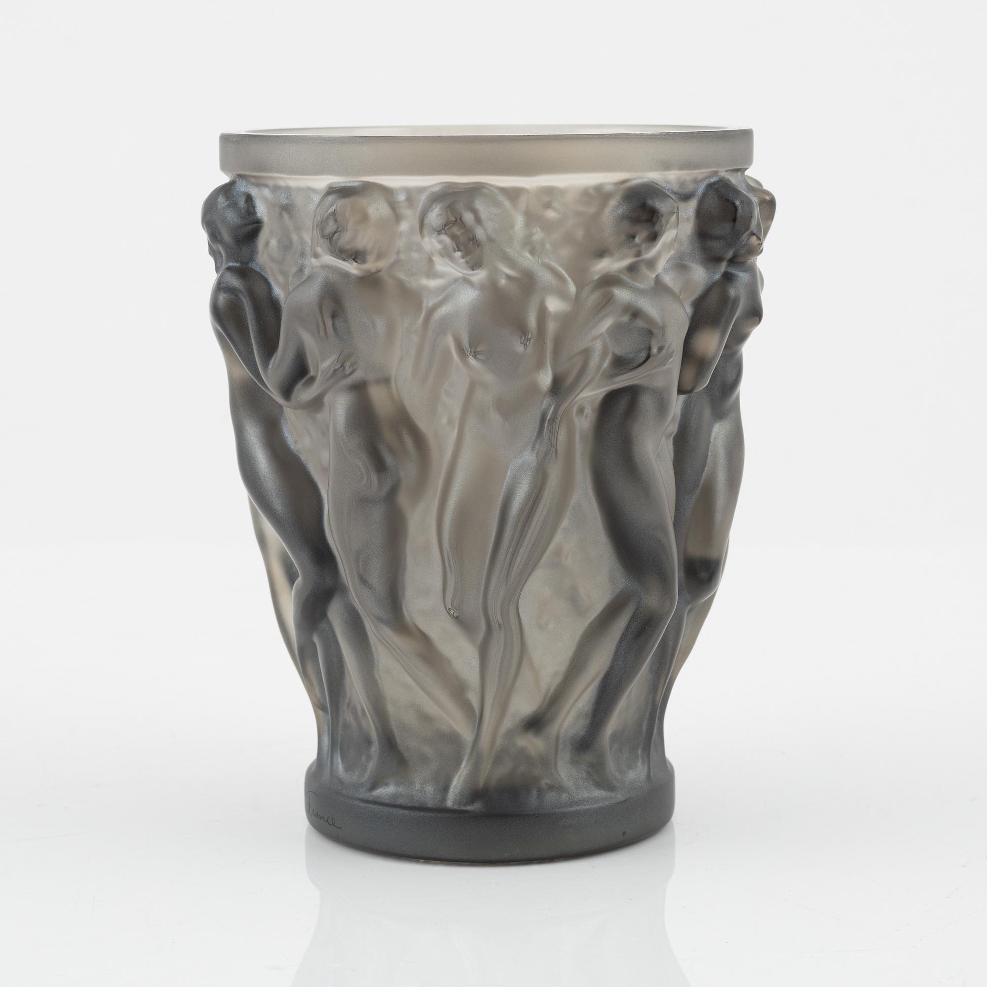 René Lalique, a glass vase, 'Bacchantes', France, signed.