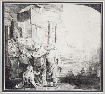 REMBRANDT HARMENSZ VAN RIJN, etching, later print, probably by Basan, 18 th century.