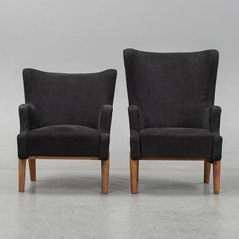 Eva och Nils Koppel, a set of two easy chairs, for Slagelse Møbelværk, Denmark circa 1948-50.