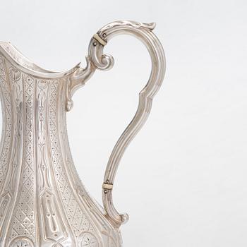 A Victorian sterling silver ewer, maker's mark of Martin, Hall & Co, Sheffield 1858.
