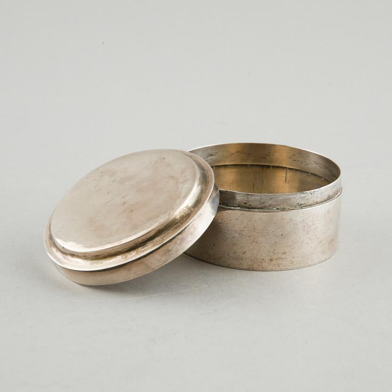 A silver box, a beaker and a basket, partly Sweden, 19th century.