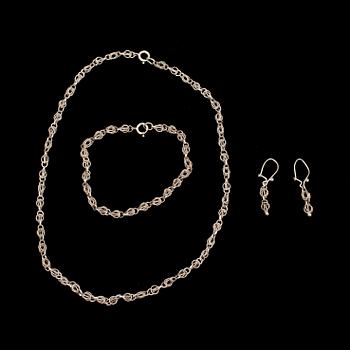 HALSKED, ARMKED och ÖRHÄNGEN, sterling silver. 1900-talets mitt. Vikt tot. 16,4 g.