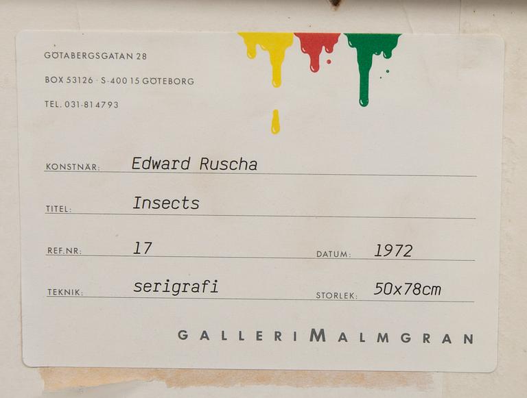 Edward Ruscha, serigraph signed dated and numbered 1972 91/100.
