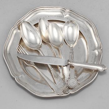 PARTI SILVER, 7 delar, 1900-talets första hälft. Vikt 405 g.