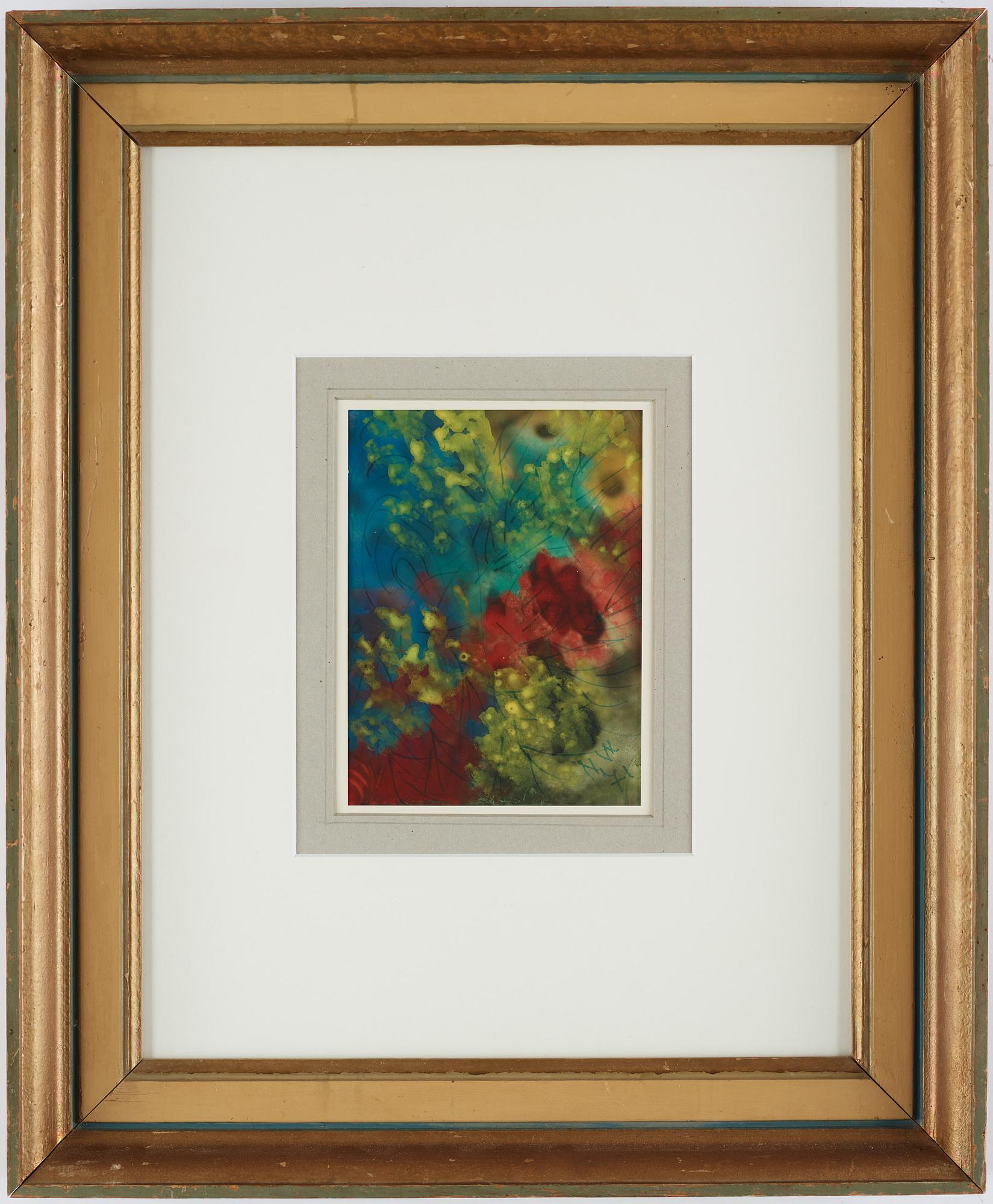 NELL WALDEN, mixed media on paper, signed and dated-71.