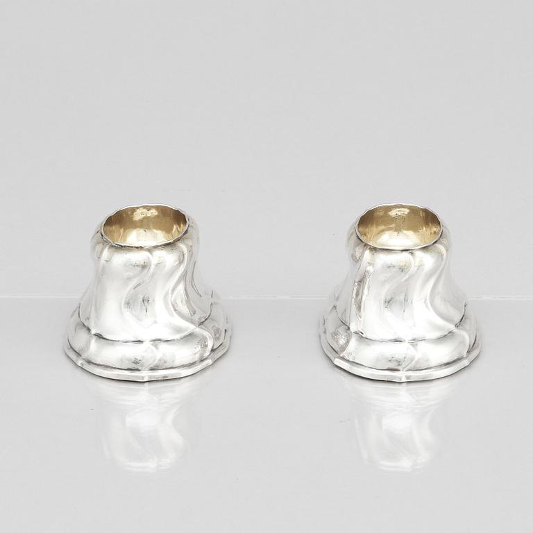 A pair of Swedish 18th century parcel-gilt salt-cellars, mark of  Stephan Westerstråhle the elder, Västervik 1763.