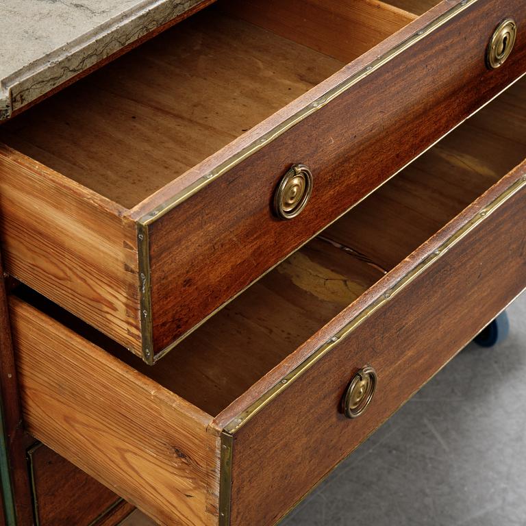A late Gustavian mahogany chest of drawers.