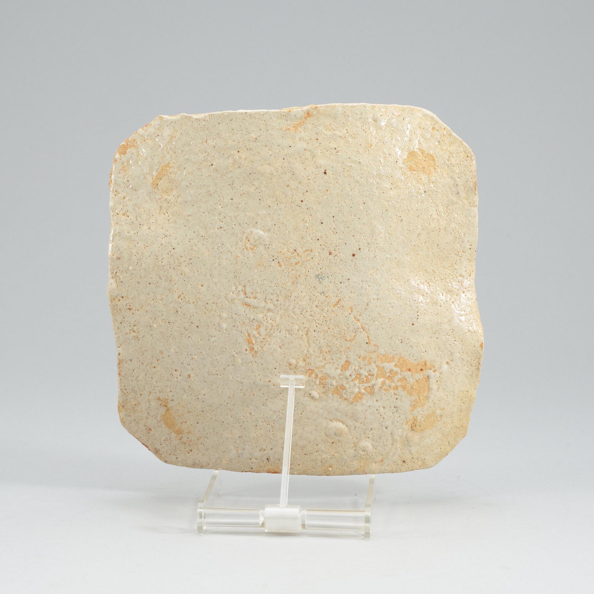 A Rosanjin Kitaoji e-shino ware dish, Japan, in its original box.
