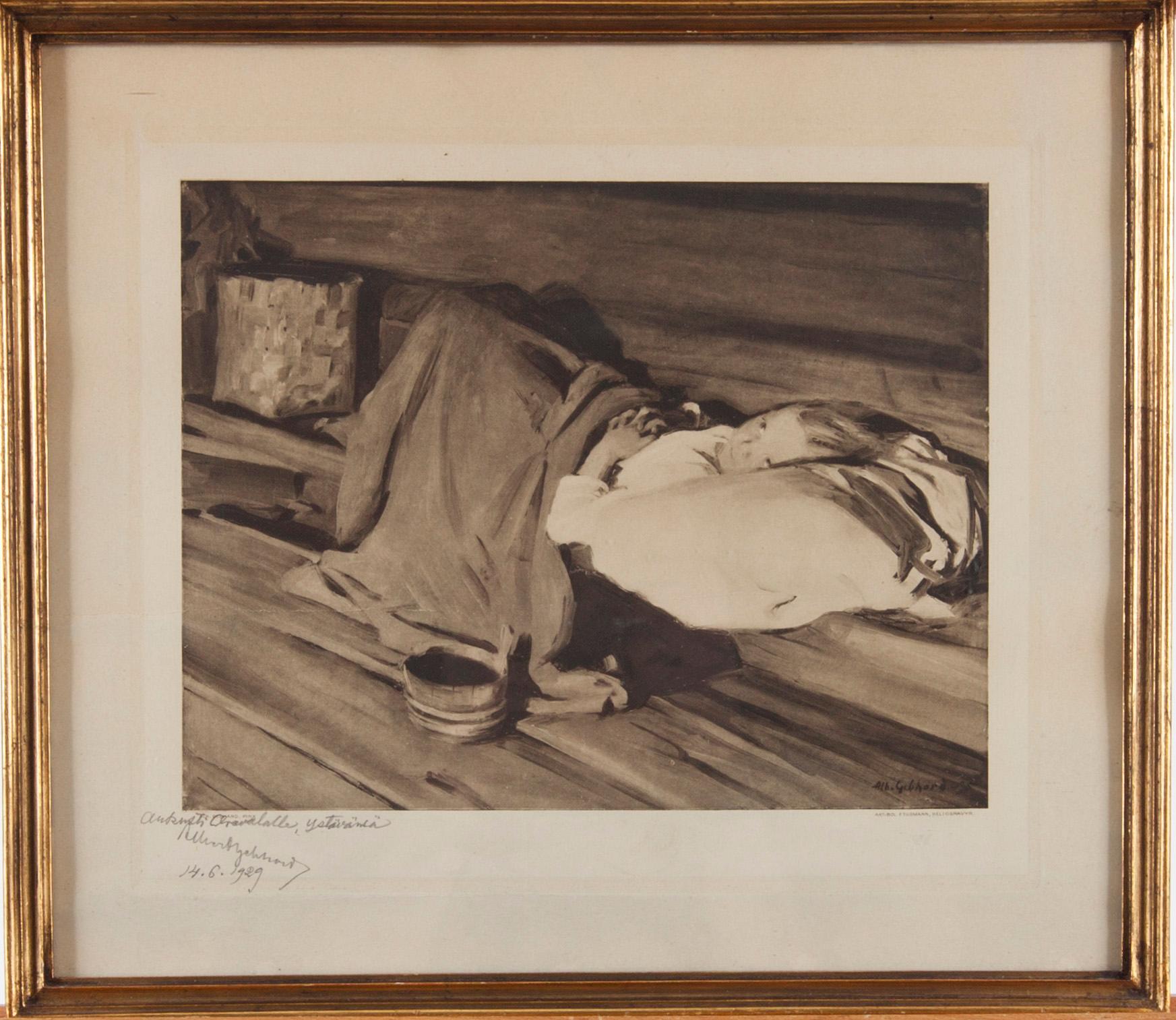 TRYCKBILD, Albert Gebhard med dedikation och datering 14.6 1929. AB. F.Tilgman, Heliogravyr.