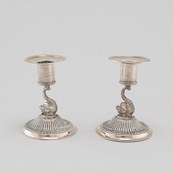 a pair of silver candlesticks, Stockholm, 1814.