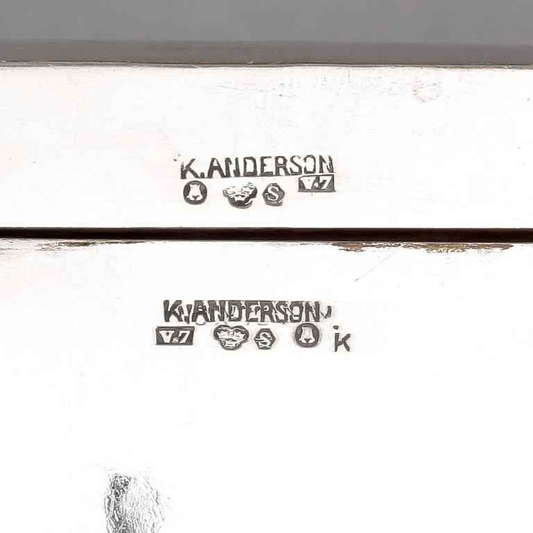 CIGARRSKRIN, silver, K. Andersson, Stockholm, 1923. Totalvikt ca 528 gram.
