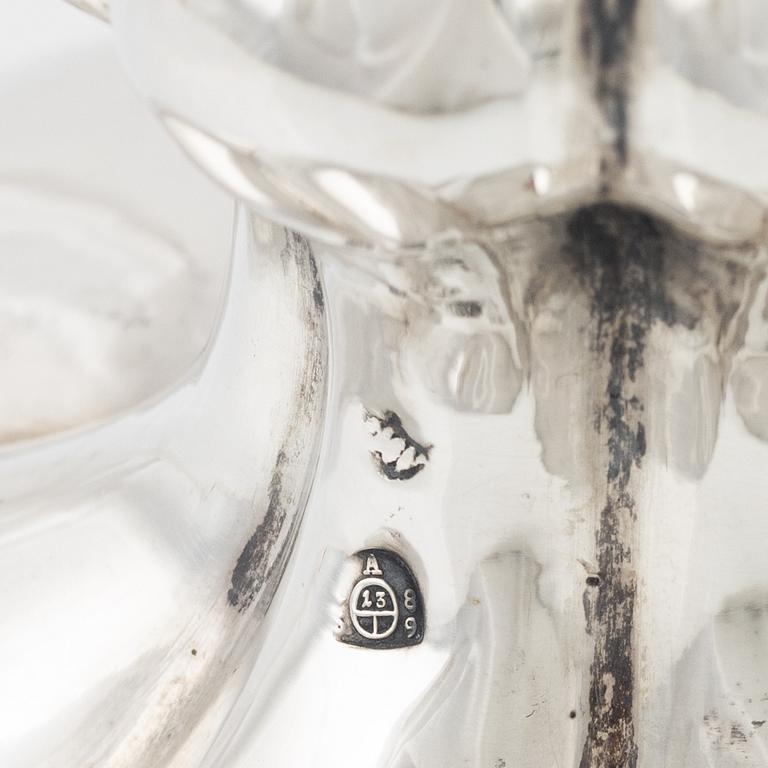 A pair of Austrian silver candelabra, unidentified makers mark, Vienna 1859.