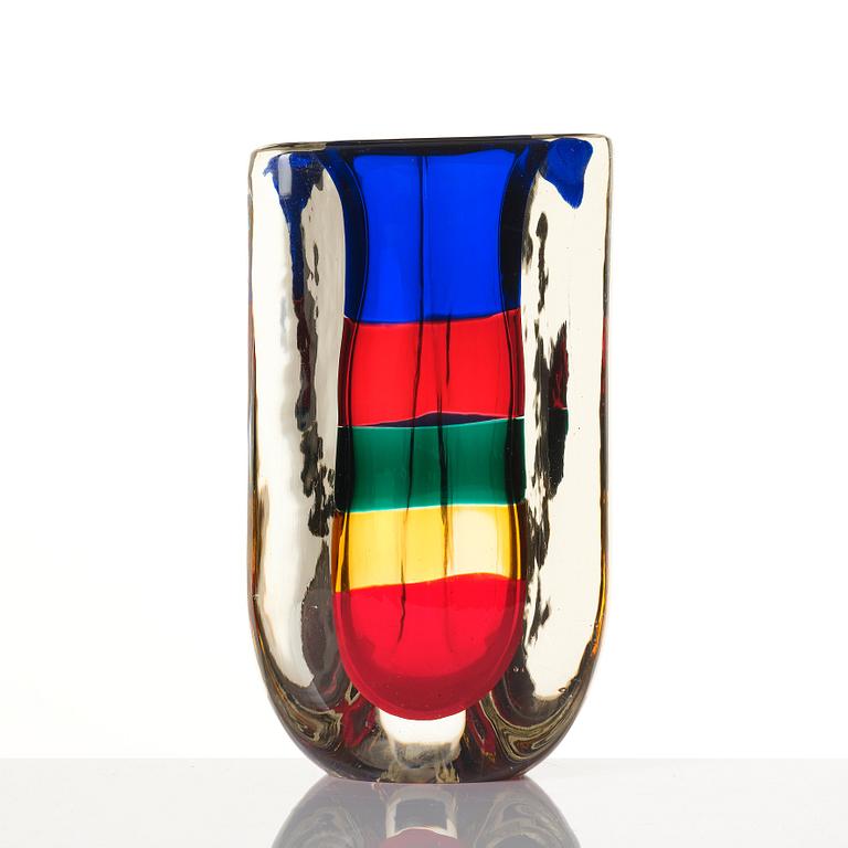 Fulvio Bianconi, a 'Fasce Sommerse' glass vase, Venini, Italy 1995.