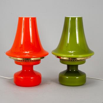 HANS-AGNE JAKOBSSON, a pair of glass table lamps, Markaryd, second half of the 20th century.