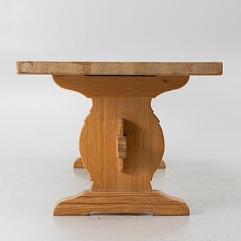 A dining table, trestle table, pine, Krogenes Möbler, Norway, mid-20th century.