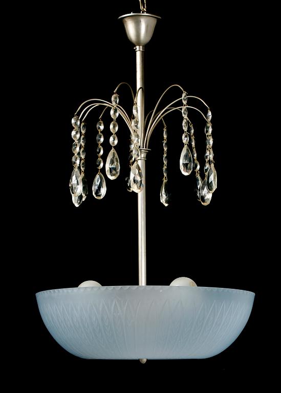 TAKLAMPA, stål och glas, 1900-talets mitt.