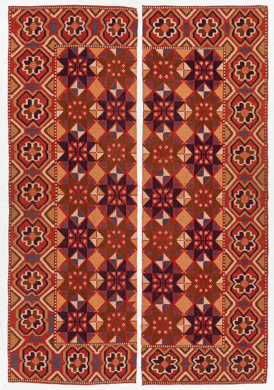 Textile, plain weave, 2 lengths, first half of the 20th century. 195 x 60 each.