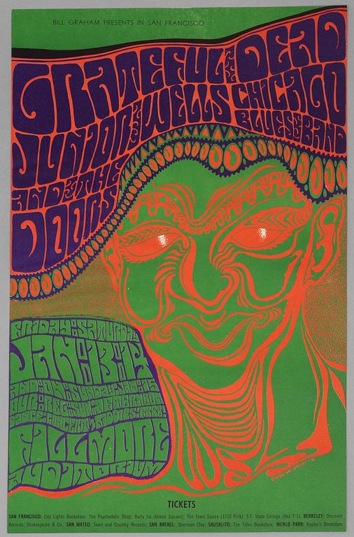 Wes Wilson, concert posters, a pair, San Francisco, 1966.